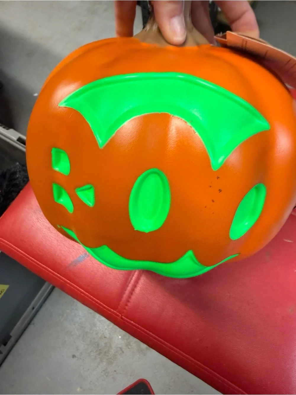 Glowing Green & Orange Jack-O'-Lantern Pumpkin Decor